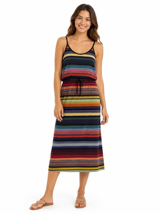 Athleta Dresses & Skirts - Athleta Striped Midi Casual Dress Women's M Multicolor Resort Sleeveless Beach